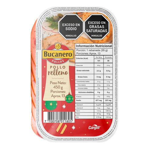 pollo relleno bucanero 450g tajado